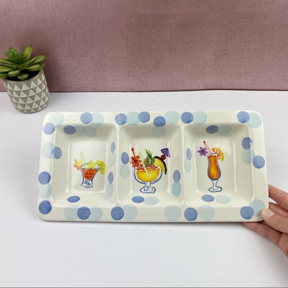 Nantucket Home 3 Section Serving Dish Tray Cocktail Summer Theme Home - Picture 1 of 6